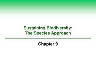 Sustaining Biodiversity: The Species Approach