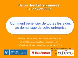 Salon des Entrepreneurs 31 janvier 2007