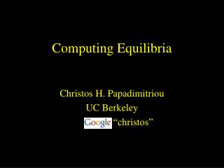 Computing Equilibria