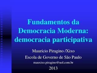 Fundamentos da Democracia Moderna: democracia participativa