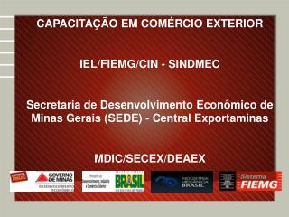 CAPACITAÇÃO EM COMÉRCIO EXTERIOR IEL/FIEMG/CIN - SINDMEC
