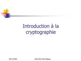 Introduction à la cryptographie