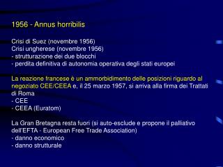 1956 - Annus horribilis Crisi di Suez (novembre 1956) Crisi ungherese (novembre 1956)