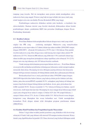 Porto Folio Program Studi (S-1) Ilmu Hukum