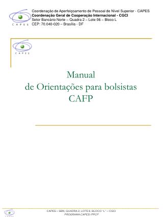 Manual de Orientações para bolsistas CAFP