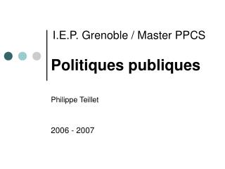 I.E.P. Grenoble / Master PPCS