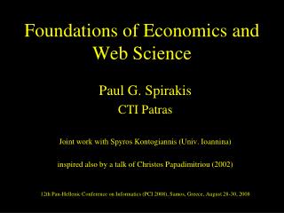 Foundations of Economics and Web Science