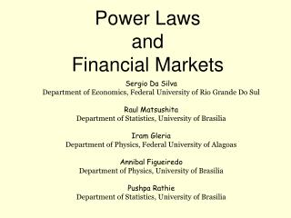 Power Laws and Financial Markets