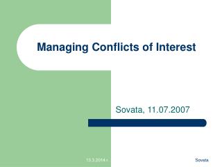 Managing Conflicts of Interest