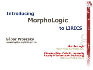 Introducing MorphoLogic to LIRICS