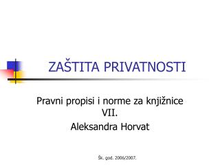 ZAŠTITA PRIVATNOSTI