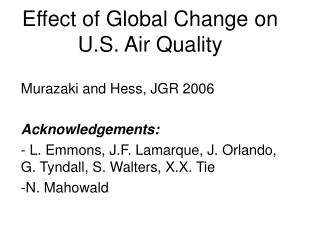 Effect of Global Change on U.S. Air Quality