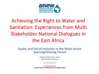 Equity and Social Inclusion in the Wash Sector learning/sharing Forum GIREFFE OCEAN VIEV HOTEL