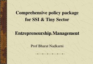 Comprehensive policy package for SSI &amp; Tiny Sector Entrepreneurship Management