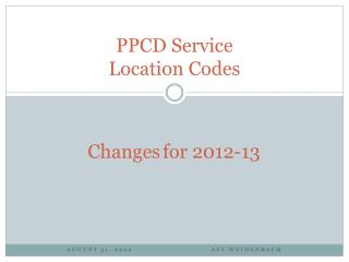 PPCD Service Location Codes