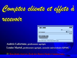 Comptes clients et effets à recevoir