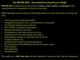 The BIOME-BGC Terrestrial Ecosystem Process Model