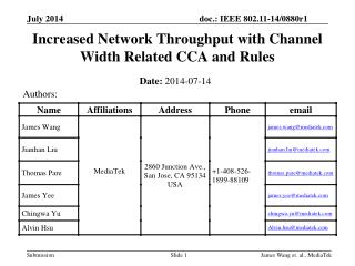 Increased Network Throughput with Channel Width Related CCA and Rules