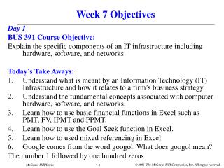 Week 7 Objectives