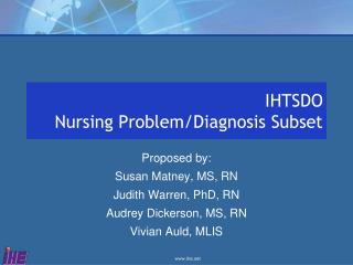 IHTSDO Nursing Problem/Diagnosis Subset