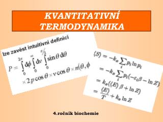 KVANTITATIVNÍ TERMODYNAMIKA