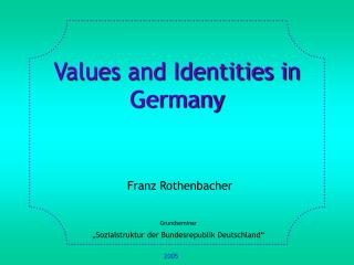Values and Identities in Germany