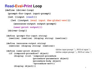Read - Eval - Print Loop