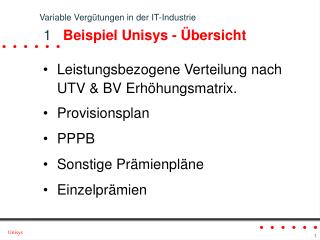 Variable Vergütungen in der IT-Industrie 1 Beispiel Unisys - Übersicht