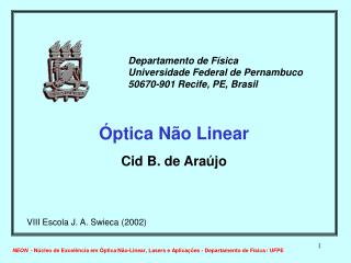 Óptica Não Linear Cid B. de Araújo