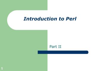 Introduction to Perl