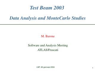 Test Beam 2003 Data Analysis and MonteCarlo Studies