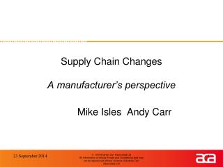 Supply Chain Changes A manufacturer’s perspective