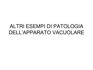 ALTRI ESEMPI DI PATOLOGIA DELL’APPARATO VACUOLARE