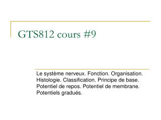 GTS812 cours #9