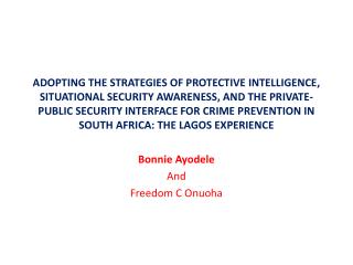 Bonnie Ayodele And Freedom C Onuoha