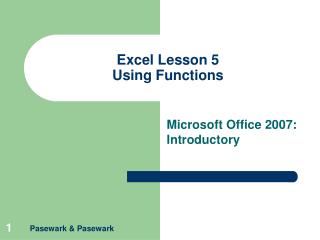 Excel Lesson 5 Using Functions