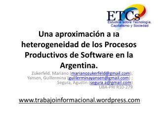 Una aproximación a la heterogeneidad de los Procesos Productivos de Software en la Argentina.
