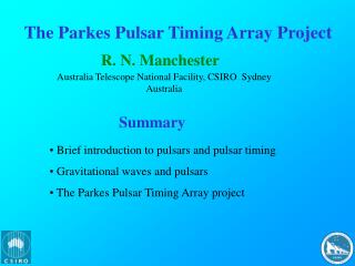 The Parkes Pulsar Timing Array Project