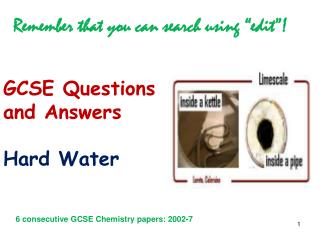 GCSE Questions and Answers Hard Water