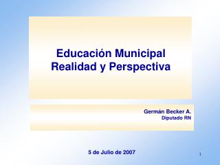 Educación Municipal Realidad y Perspectiva