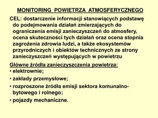 MONITORING POWIETRZA ATMOSFERYCZNEGO