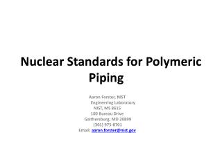 Nuclear Standards for Polymeric Piping