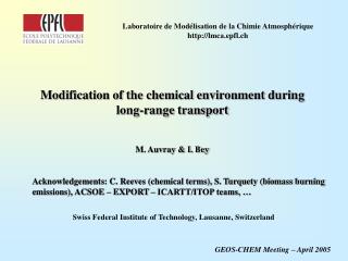 Modification of the chemical environment during long-range transport