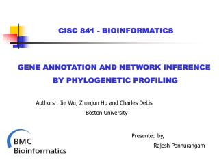 CISC 841 - BIOINFORMATICS