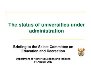 The status of universities under administration