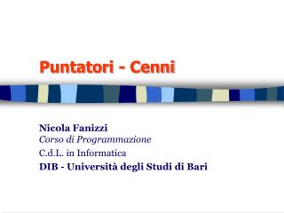 Puntatori - Cenni