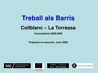 Treball als Barris Collblanc – La Torrassa Convocatòria 2008-2009 Projectes en execució. Juny 2009