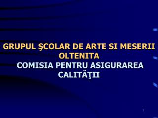 GRUPUL ŞCOLAR DE ARTE SI MESERII OLTENITA COMISIA PENTRU ASIGURAREA CALITĂŢII