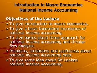 Introduction to Macro Economics National Income Accounting