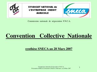 Convention Collective Nationale synthèse SNECA au 28 Mars 2007